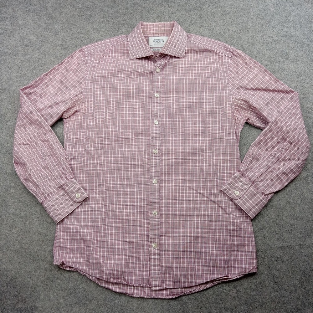 Charles Tyrwhitt Shirt Mens 16 34 Red‎ Check Extra Slim Fit Dress Long Sleeve